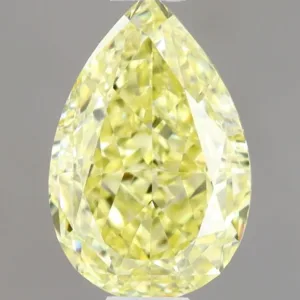 0.91 Carat Pear Fancy Intense Yellow VVS1 Natural Diamond