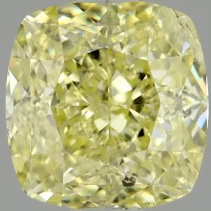 1 Carat Cushion Modified Fancy Yellow I2 Natural Diamond