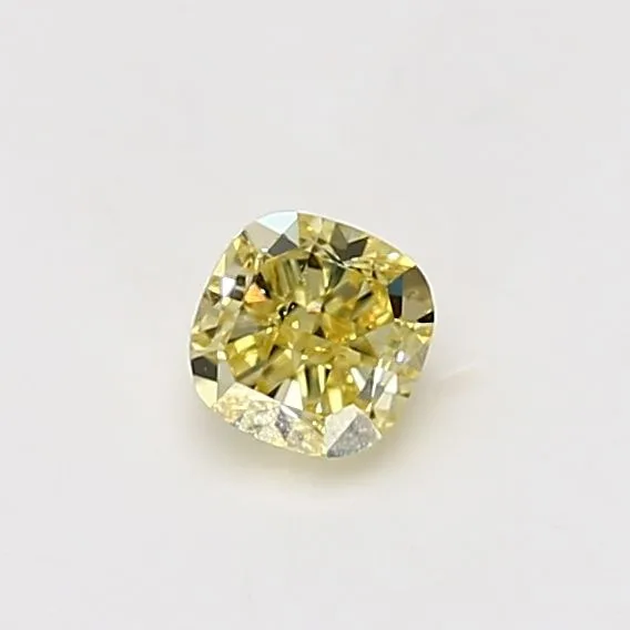 0.4 Carat Cushion Brilliant Fancy Intense Yellow VS1 Natural Diamond