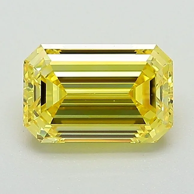 1.28 Carat Fancy Vivid Yellow VVS2 EMERALD Lab Diamond