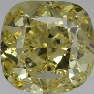 1 Carat Cushion Brilliant Fancy Intense Yellow SI2 Natural Diamond