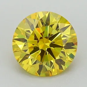 1.25 Carat Round Fancy Vivid Yellow VS2 Lab Diamond
