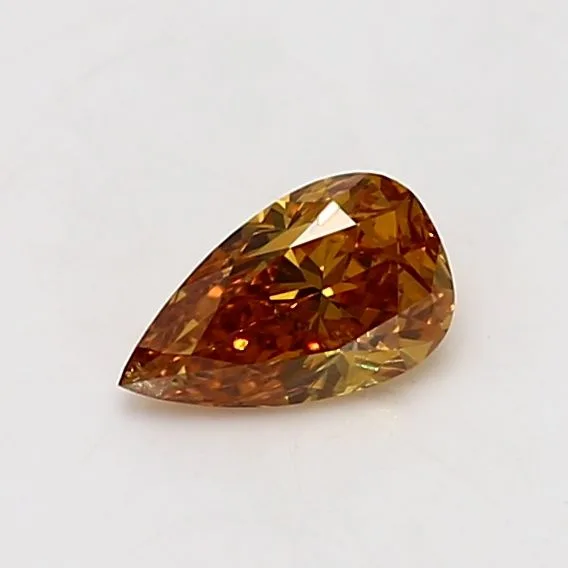 0.54 Carat Pear Fancy Deep Yellow Orange I1 Natural Diamond