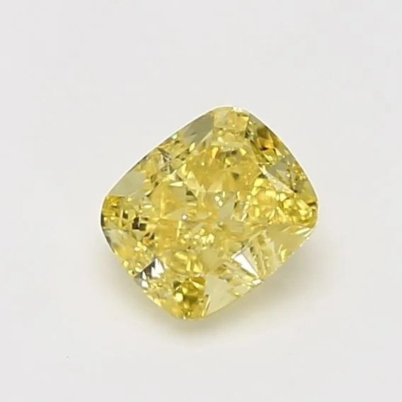 0.76 Carat Cushion Brilliant Fancy Vivid Yellow VVS1 Natural Diamond