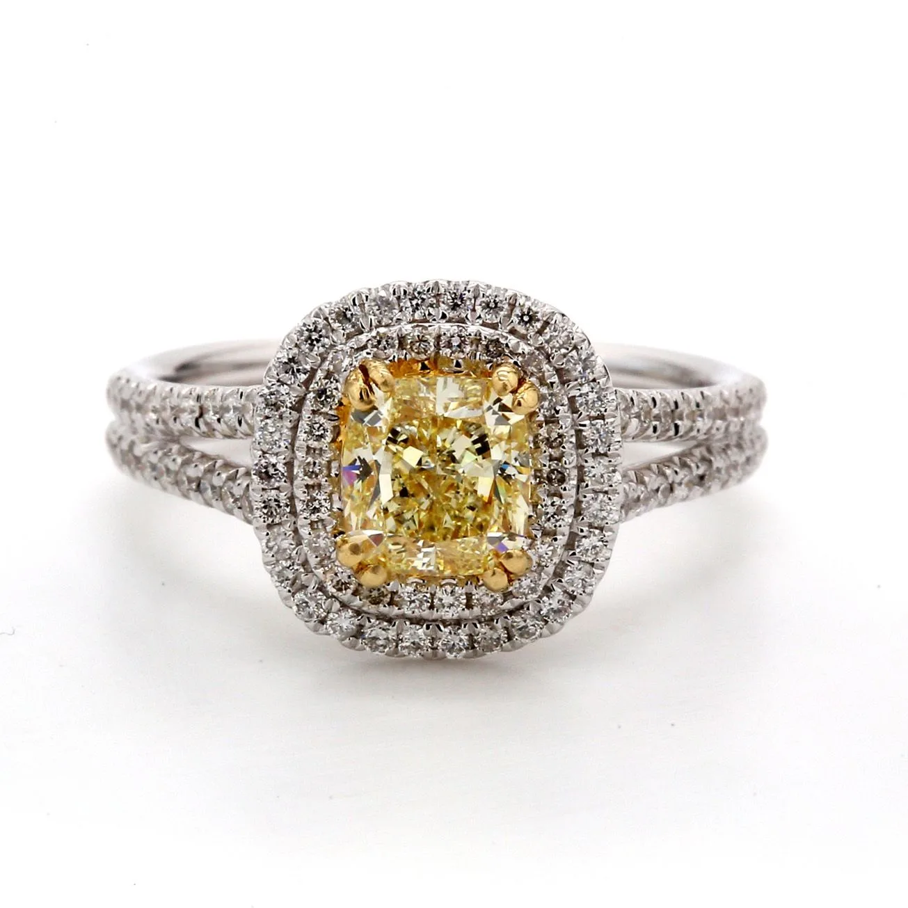 1.21 Carat Cushion Brilliant Yellow VVS2 Natural Diamond