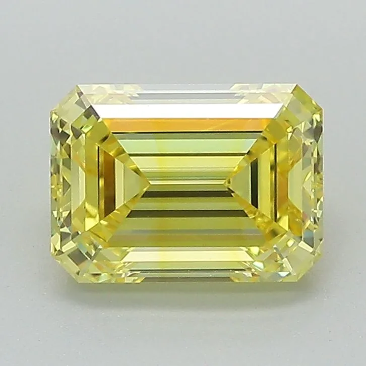 1.63 Carat Fancy Vivid Yellow IF EMERALD Lab Diamond