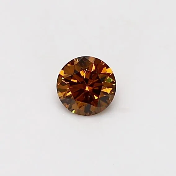 0.2 Carat Round Fancy Deep Brown Orange I2 Natural Diamond