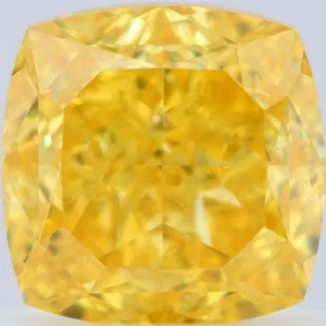 0.75 Carat Cushion Brilliant Fancy Vivid Yellow VS2 Natural Diamond