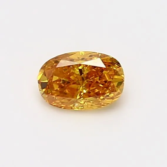 0.44 Carat Oval Fancy Vivid Yellow Orange I2 Natural Diamond