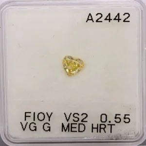 0.55 Carat Heart Fancy Intense Yellow VS2 Natural Diamond
