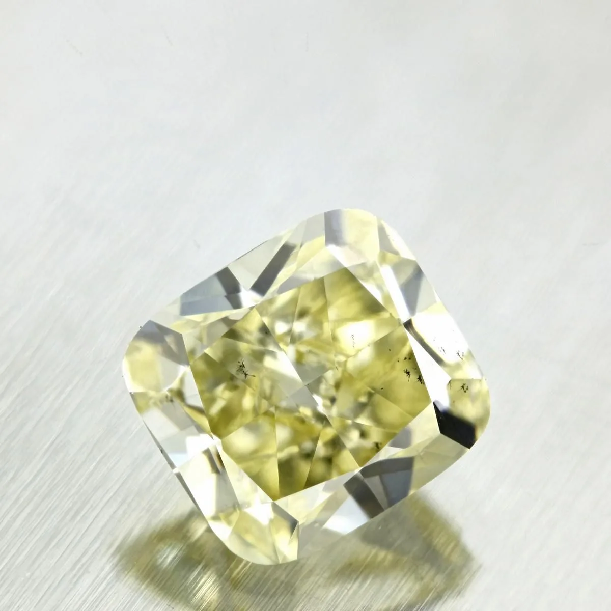 1.68 Carat Cushion Brilliant Fancy Light Yellow SI1 Natural Diamond