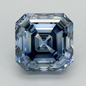 5 Carat Square Emerald Fancy Deep Blue VVS2 Lab Diamond