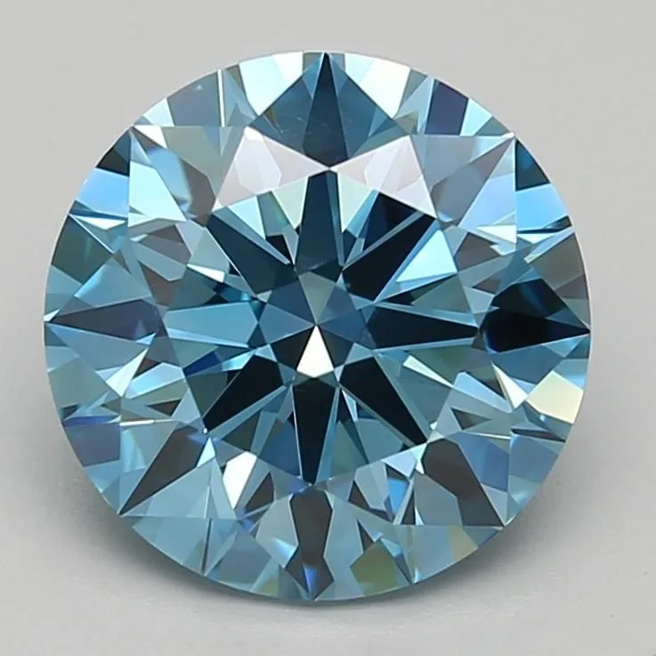 2.4 Carat Round Fancy Vivid Blue VVS2 Lab Diamond