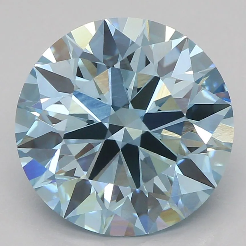 2.56 Carat Round Fancy Vivid Blue VVS2 Lab Diamond
