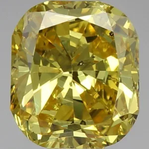 0.85 Carat Cushion Brilliant Fancy Vivid Yellow SI2 Natural Diamond