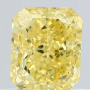 0.52 Carat Radiant Fancy Intense Yellow VVS1 Natural Diamond