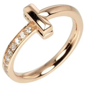 Tiffany & Co. T One Narrow Band Ring Diamonds Pink Gold