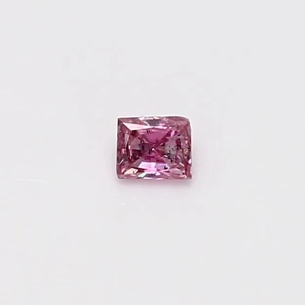 0.12 Carat Princess Fancy Intense Pink I1 Natural Diamond