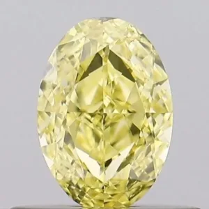 0.5 Carat Oval Fancy Intense Yellow VS2 Natural Diamond