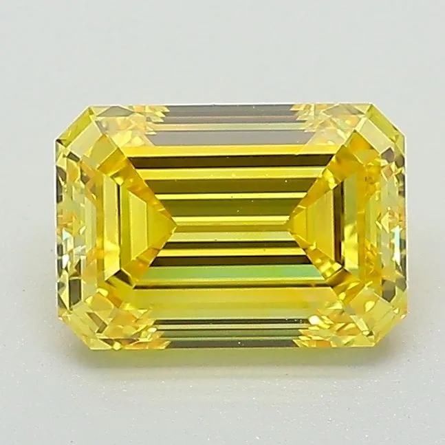 1.39 Carat Fancy Vivid Yellow VS1 EMERALD Lab Diamond