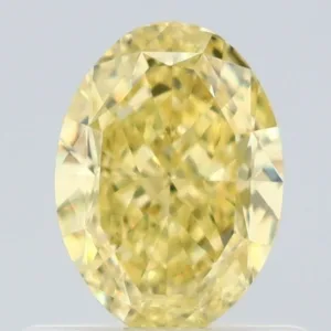 0.74 Carat Oval Fancy Intense Yellow VVS2 Natural Diamond