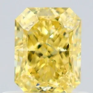 0.68 Carat Radiant Fancy Intense Yellow VS2 Natural Diamond
