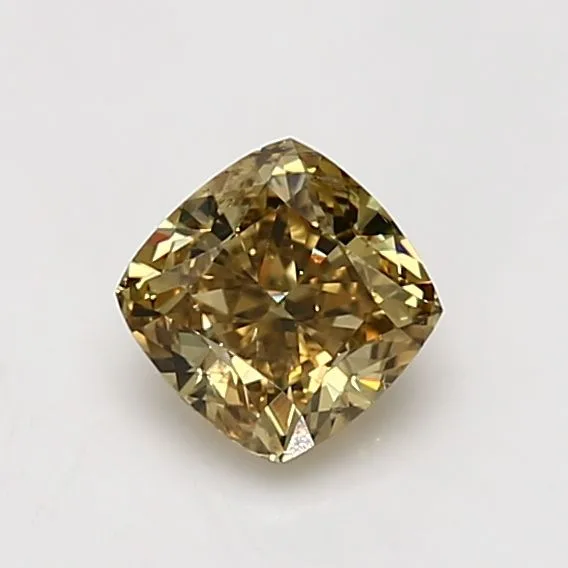 0.91 Carat Cushion Brilliant Fancy Deep Yellow SI1 Natural Diamond