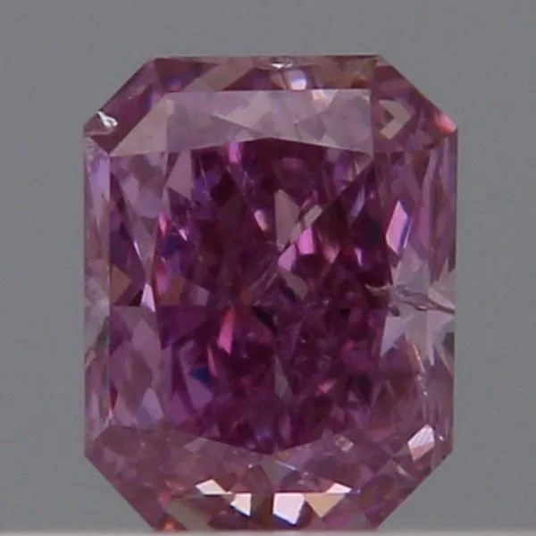 0.17 Carat Radiant Fancy Intense Pink Purple I1 Natural Diamond