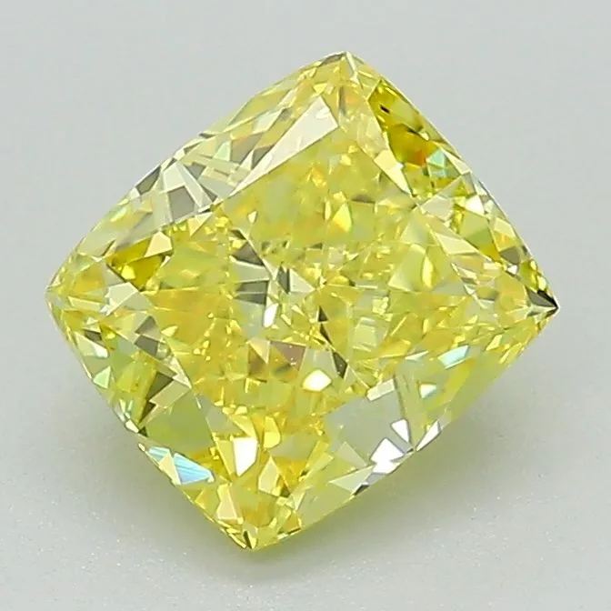 1.71 Carat Fancy Vivid Yellow VVS2 CUSHION MODIFIED Lab Diamond