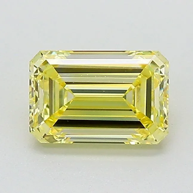 1.0 Carat Fancy Intense Yellow VVS2 EMERALD Lab Diamond
