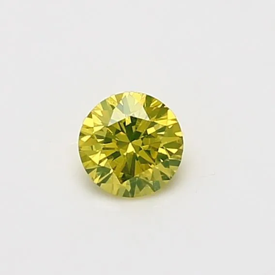 0.28 Carat Round Fancy Vivid Green Yellow VS2 Natural Diamond