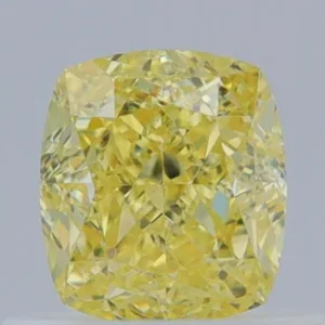 0.7 Carat Cushion Modified Fancy Intense Yellow VS1 Natural Diamond