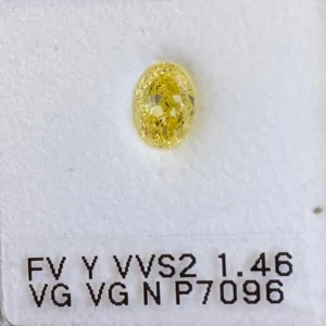 1.46 Carat Oval Fancy Vivid Yellow VVS2 Natural Diamond