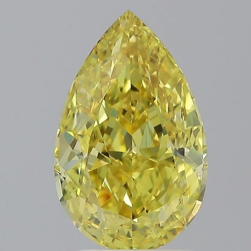 2.02 Carat Pear Fancy Vivid Yellow VS2 Natural Diamond