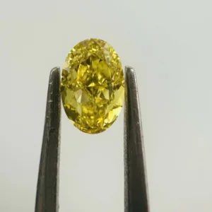 0.5 Carat Oval Fancy Vivid Yellow VS1 Natural Diamond