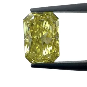 0.7 Carat Radiant Fancy Vivid Yellow SI1 Natural Diamond