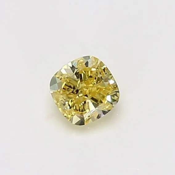 0.4 Carat Cushion Brilliant Fancy Intense Yellow VS2 Natural Diamond