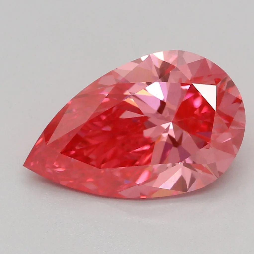 1.58 Carat Fancy Vivid Pink VVS2 PEAR Lab Diamond