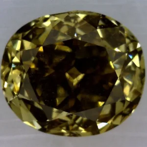 0.68 Carat Oval Fancy Dark Yellow SI2 Natural Diamond