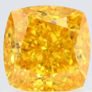 1.01 Carat Cushion Brilliant Fancy Vivid Orangey Yellow VS2 Natural Diamond