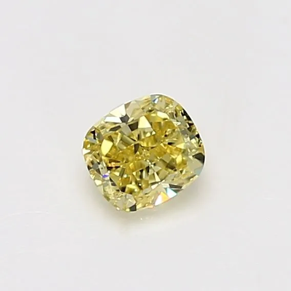 0.41 Carat Cushion Brilliant Fancy Intense Yellow VVS1 Natural Diamond