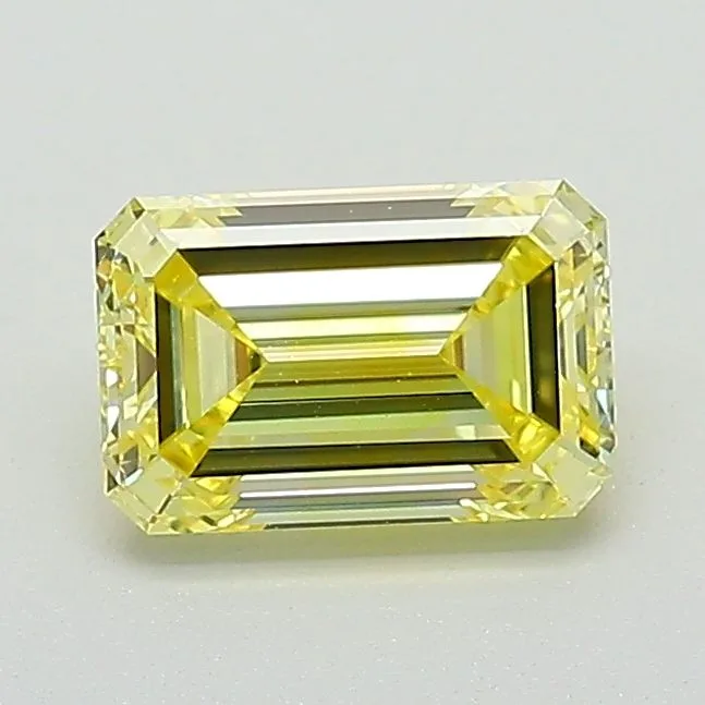 1.04 Carat Fancy Vivid Yellow VS1 EMERALD Lab Diamond