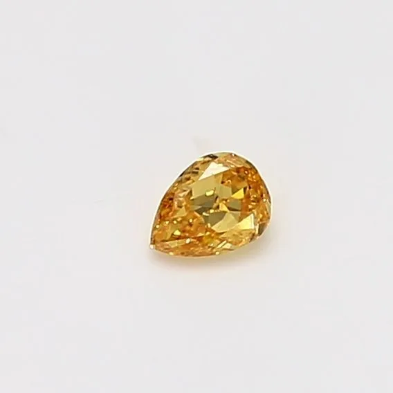 0.13 Carat Pear Fancy Vivid Yellow Orange VS2 Natural Diamond
