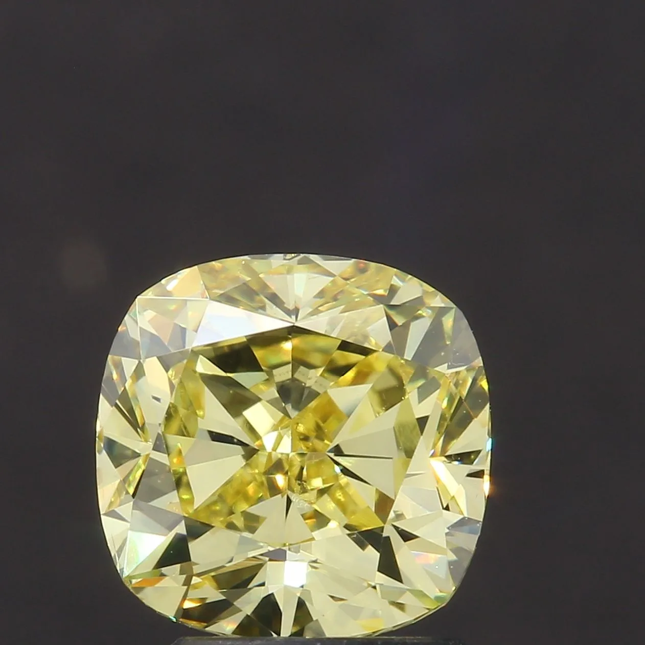 2.09 Carat Cushion Modified Fancy Intense Yellow SI2 Natural Diamond
