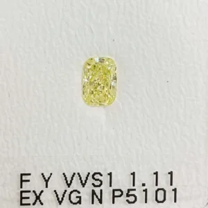 1.11 Carat Cushion Brilliant Fancy Yellow VVS1 Natural Diamond