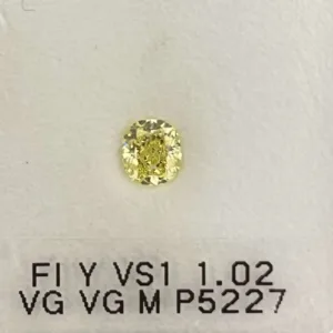 1.02 Carat Cushion Modified Fancy Intense Yellow VS1 Natural Diamond