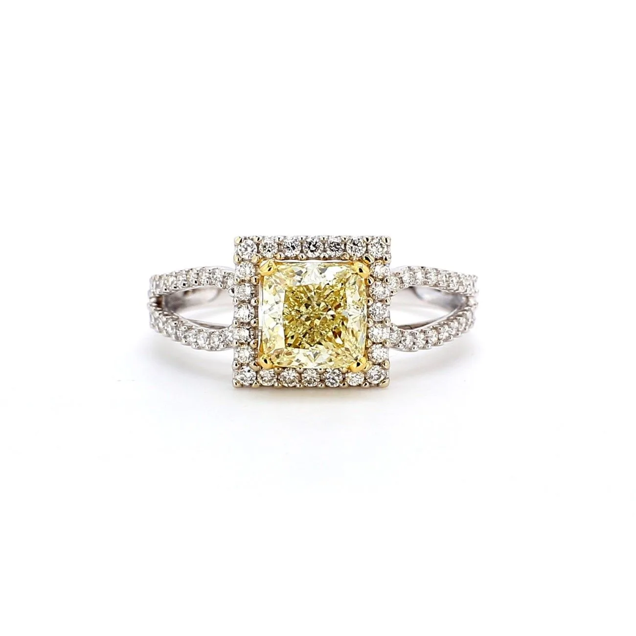 1.09 Carat Radiant Fancy Vivid Yellow SI2 Natural Diamond