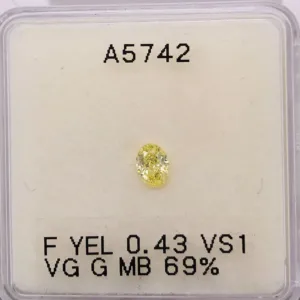 0.43 Carat Oval Fancy Yellow VS1 Natural Diamond