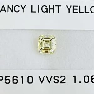 1.06 Carat Asscher Fancy Light Yellow VVS2 Natural Diamond