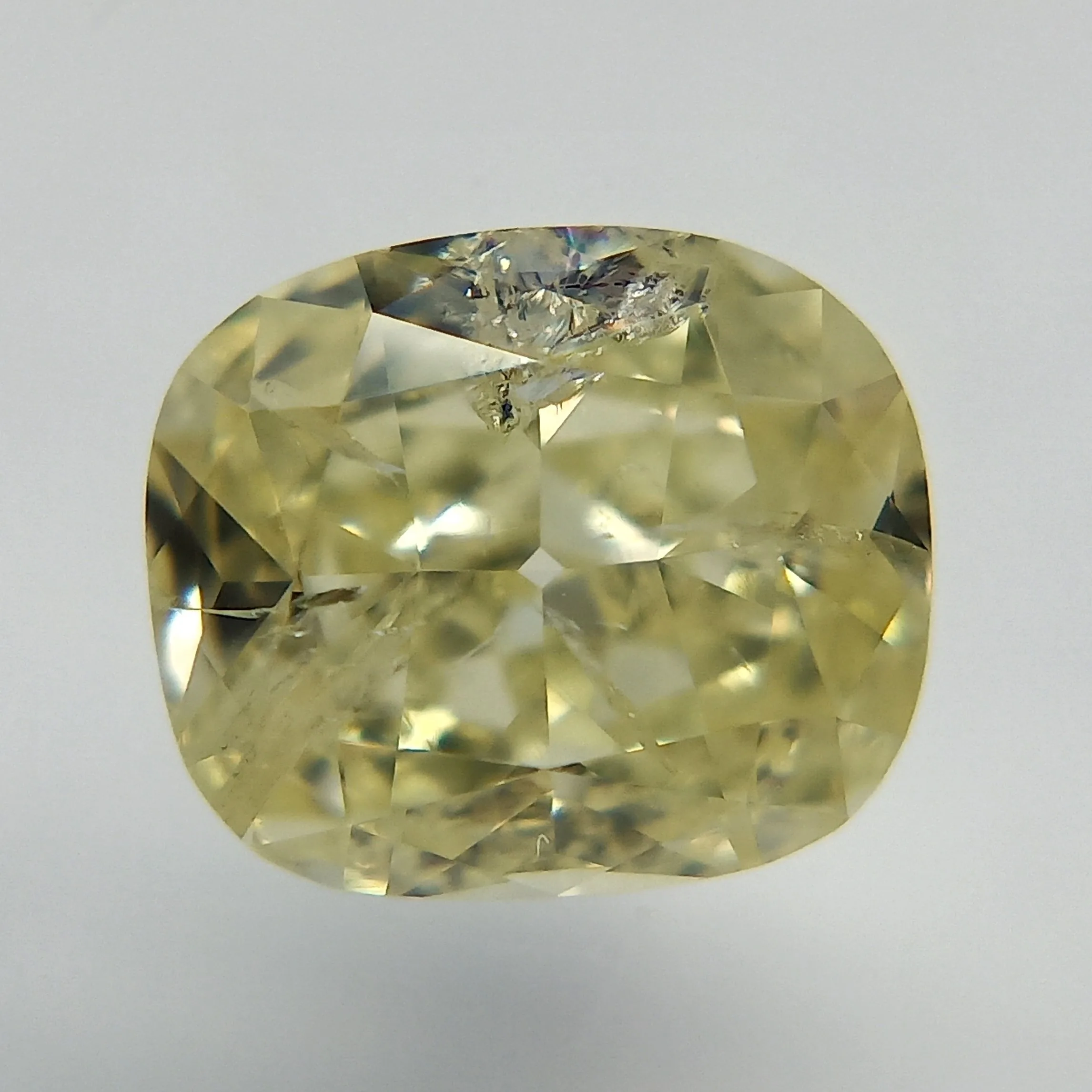 0.71 Carat Cushion Modified Fancy Light Yellow Natural Diamond
